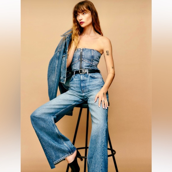 🌺🎉HP🎉🌺 NWT Reformation Ena Denim Bustier Top - Picture 8 of 16